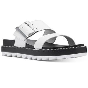 White Sorel Buckle Sandals